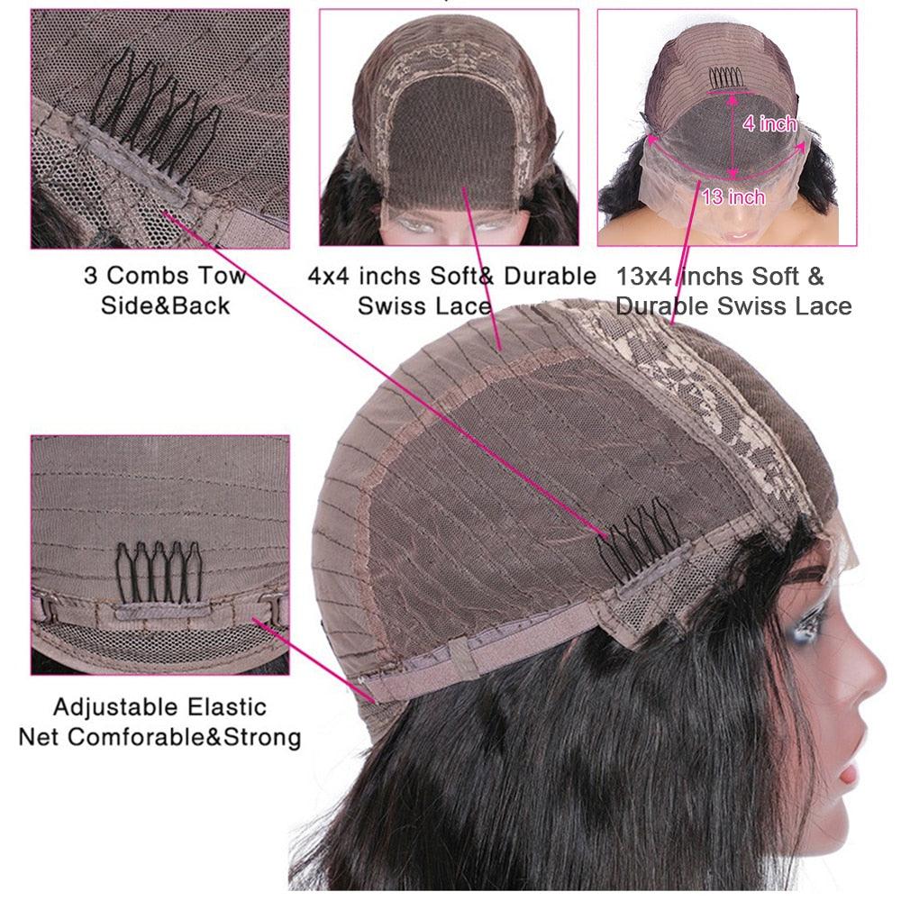 Stevvex short curly bob human hair wig with lace frontal closure, deep wave, elastic net and 3 combs on Tampa Home & Garden Store