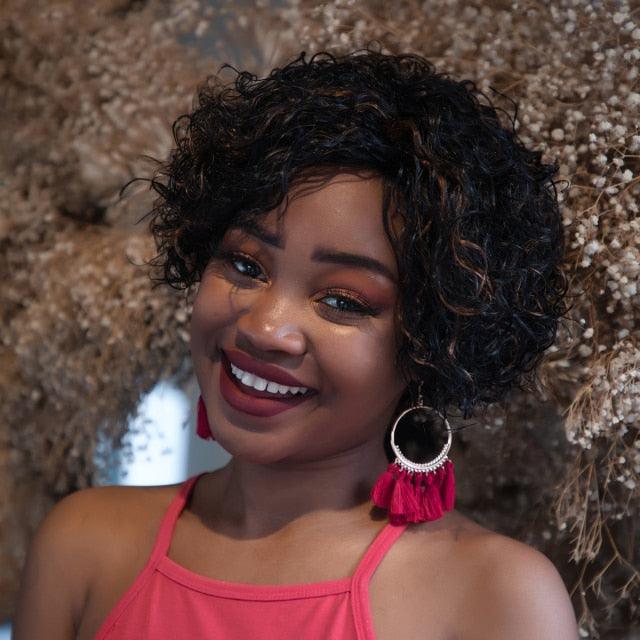 Wig Stevvex short curly Remy hair pixie cut lace front for Black women on Tampa Home & Garden Store