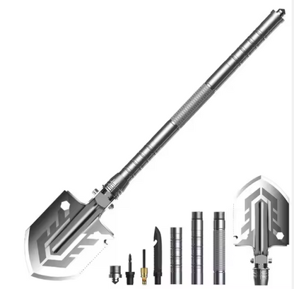 River Country Gear folding shovel multi-tool with extendable stainless handle and detachable bits on Tampa Home & Garden Store