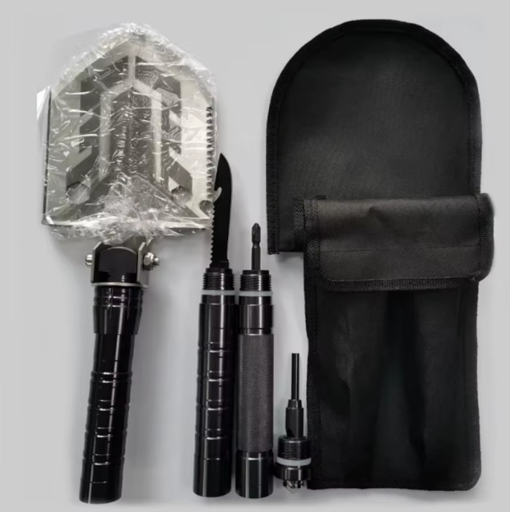 River Country Gear folding shovel multi-tool 5-piece set with black carrying pouch on Tampa Home & Garden Store