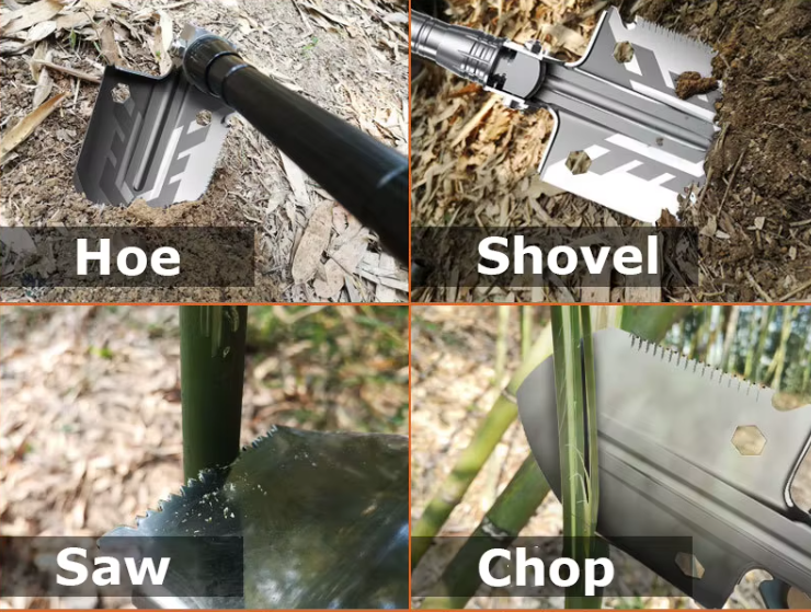 River Country Gear Folding Shovel Multi-tool with hoe, shovel, saw and chop blade on Tampa Home & Garden Store