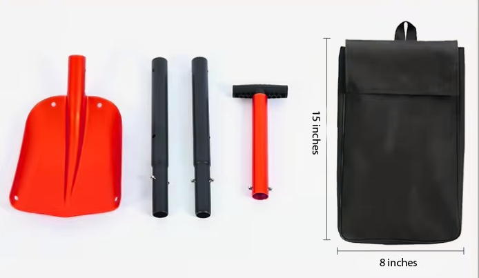 River Country Gear portable snow shovel 4pc with red scoop, black shafts and orange handle, bag on Tampa Home & Garden Store