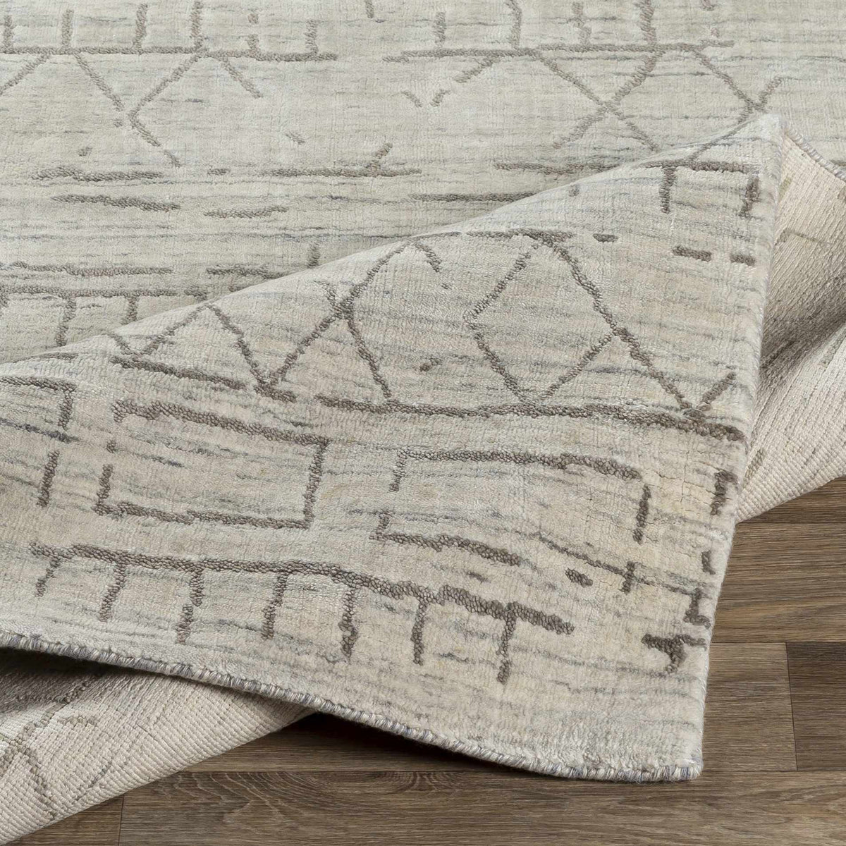 Shortland Premium Area Rug by Boutique Rugs, beige-gray geometric lattice pattern, plush pile on Tampa Home & Garden Store
