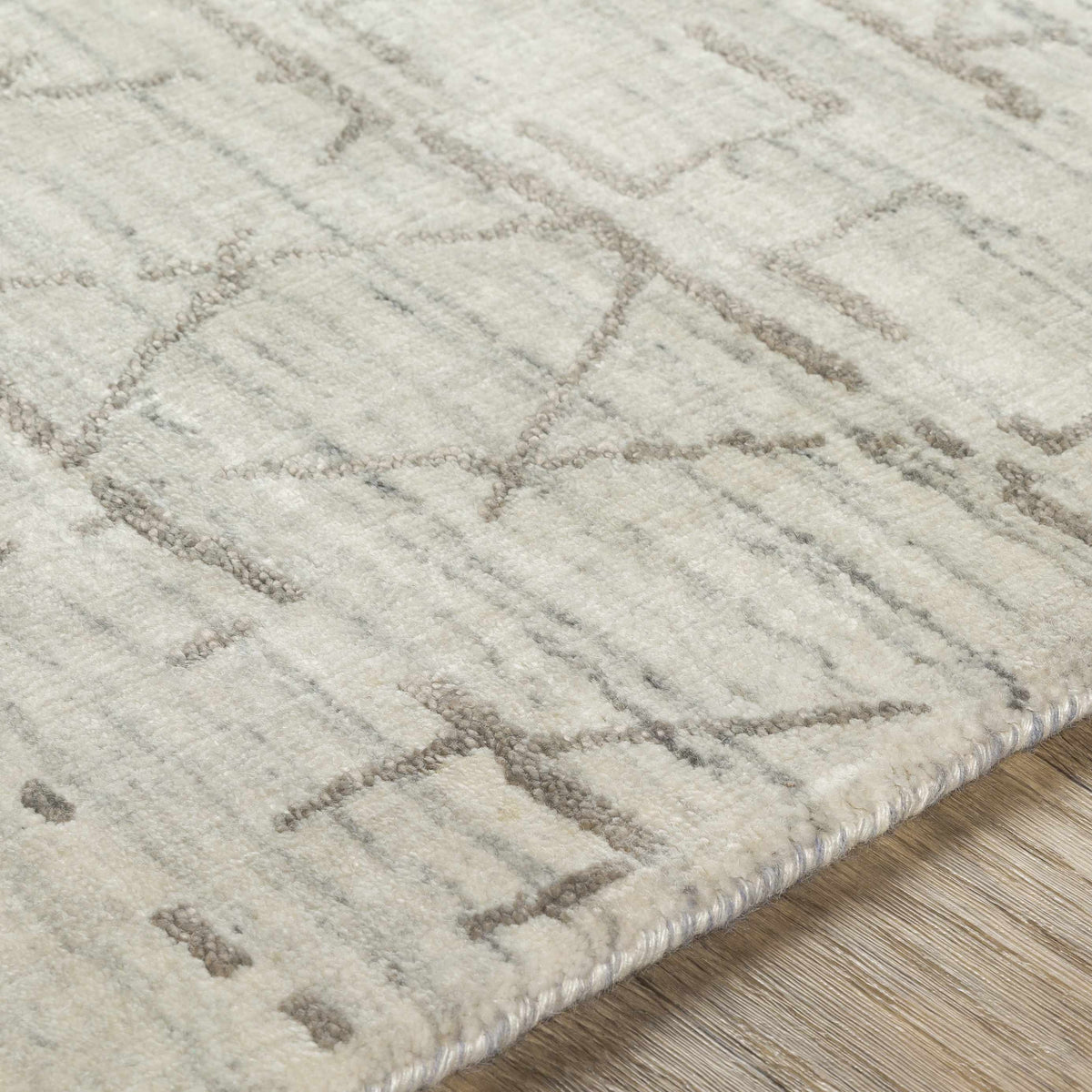 Shortland Premium Area Rug by Boutique Rugs, cream-gray with taupe lattice pattern on Tampa Home & Garden Store