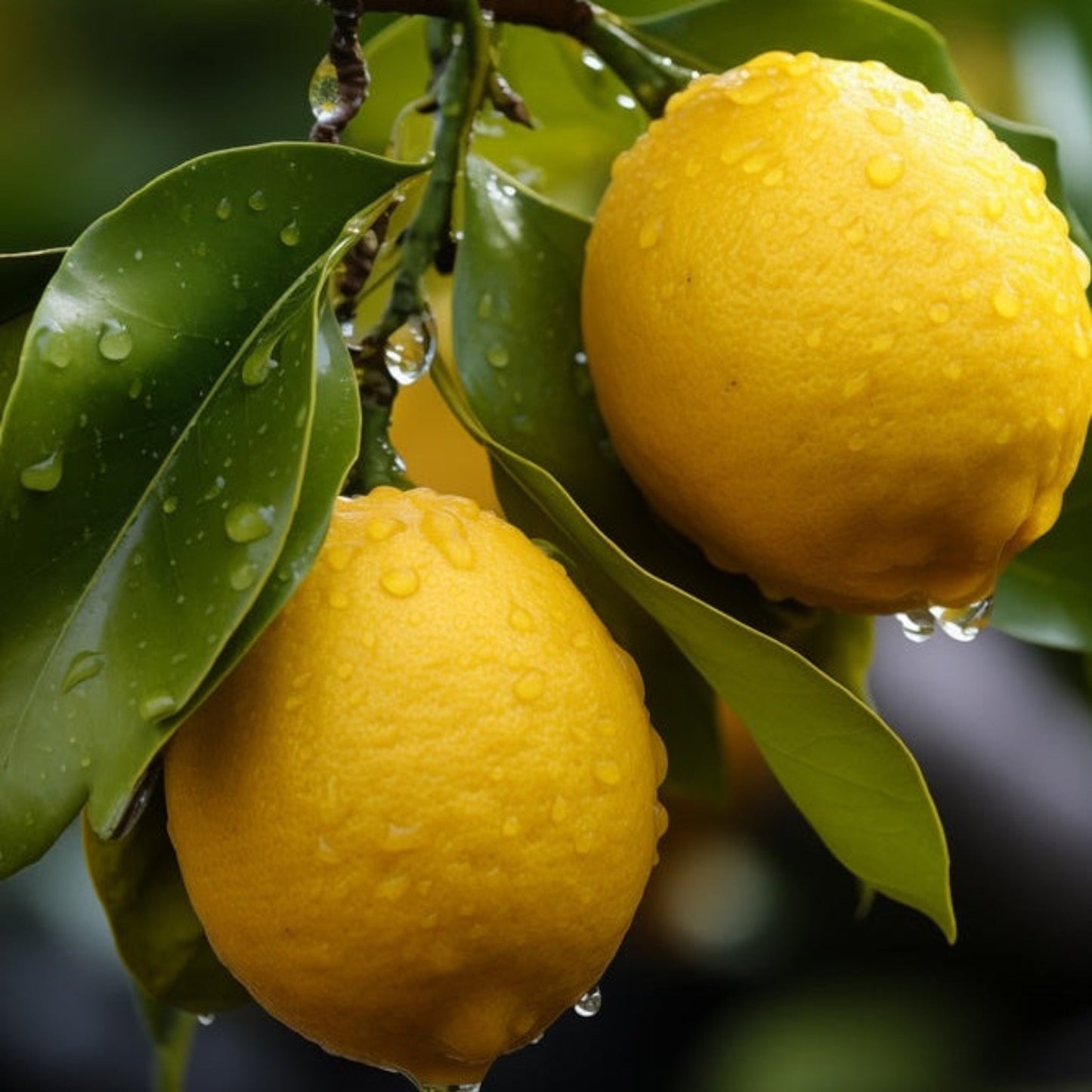 Bearss Lemon Tree (FL) by Live Good Logistics; yellow lemons on lush leaves with dew on Tampa Home & Garden Store