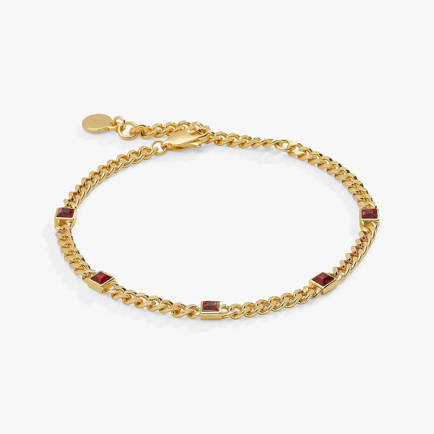 January Birthstone Scarlet Curb Chain Bracelet gold-tone with red square stones by ALEX AND ANI on Tampa Home & Garden Store