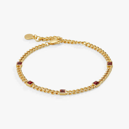 January Birthstone Scarlet Curb Chain Bracelet gold-tone with red square stones by ALEX AND ANI on Tampa Home & Garden Store