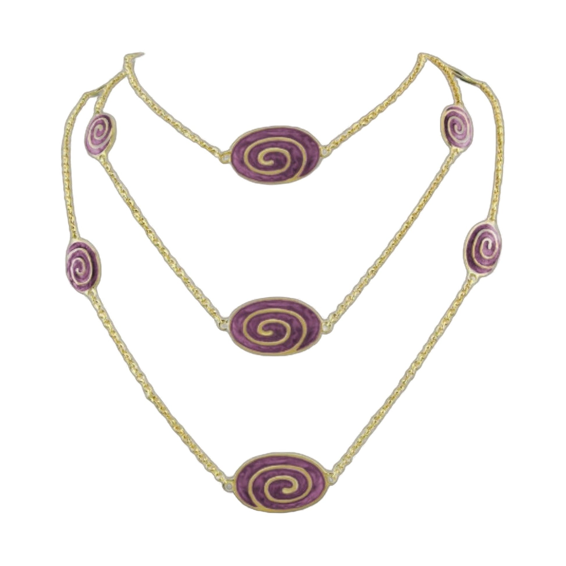 Signature Swirl Necklace by Lauren G Adams, purple spiral disc beads on gold chain on Tampa Home & Garden Store