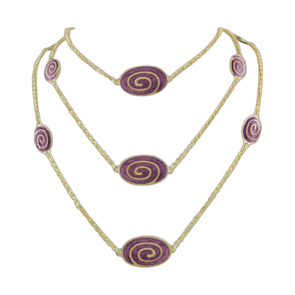 Signature Swirl Necklace by Lauren G Adams, purple spiral disc beads on gold chain on Tampa Home & Garden Store