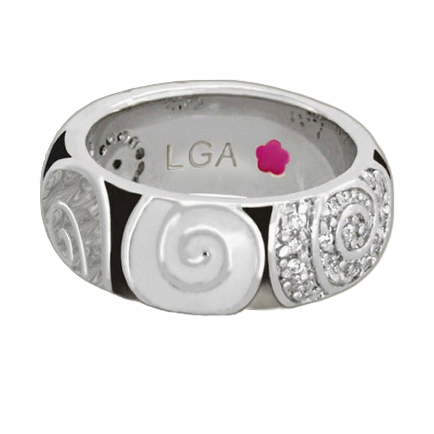 Signature Swirl Stackable Ring by Lauren G Adams, silver-tone with pave diamonds on Tampa Home & Garden Store