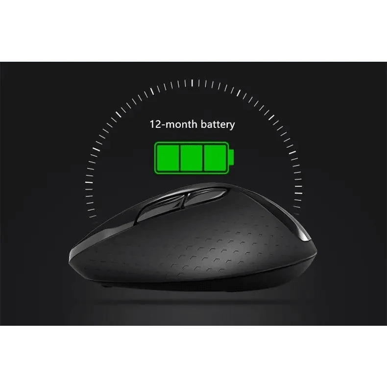 Silent wireless laptop mouse with textured black grip and 12-month battery indicator on Tampa Home & Garden Store