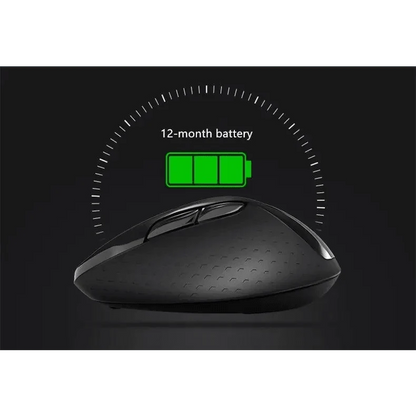 Silent wireless laptop mouse with textured black grip and 12-month battery indicator on Tampa Home & Garden Store