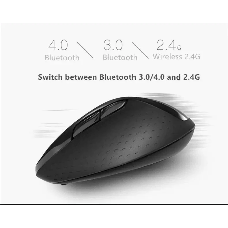 Stevvex silent wireless mouse, black textured body with side buttons, Bluetooth 4.0/3.0 and 2.4G on Tampa Home & Garden Store