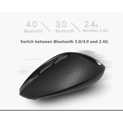 Stevvex silent wireless mouse, black textured body with side buttons, Bluetooth 4.0/3.0 and 2.4G on Tampa Home & Garden Store