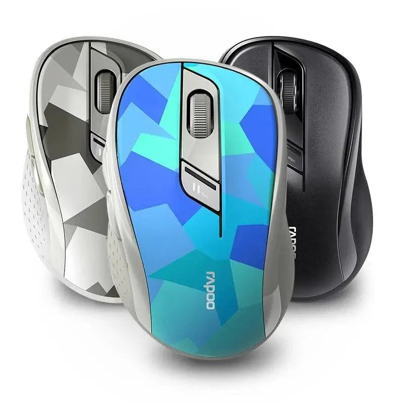 Stevvex silent laptop wireless mouse set of 3 blue gray black patterns adjustable DPI on Tampa Home & Garden Store