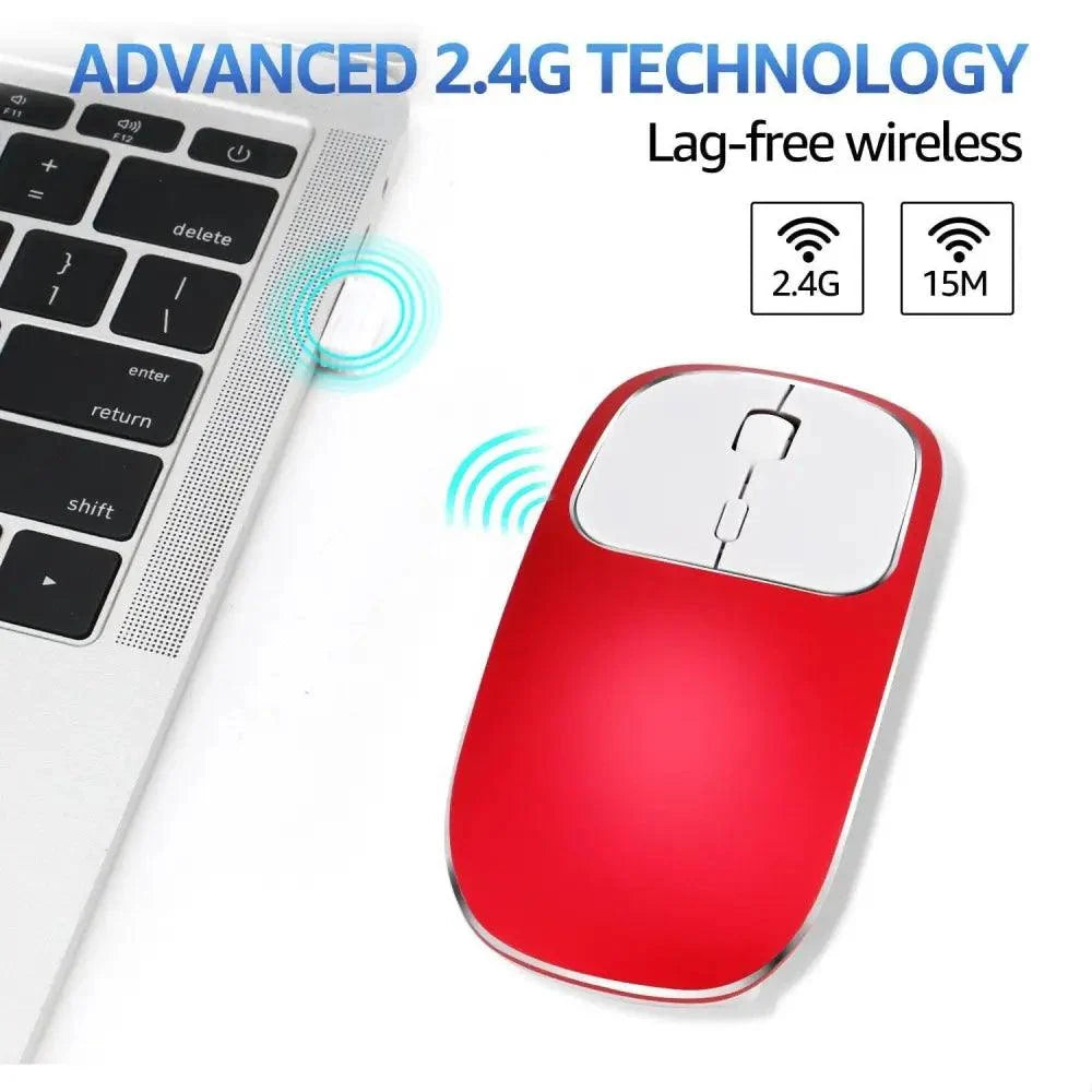 Red 2.4G wireless USB portable mouse with white top panel, ultra-slim design on Tampa Home & Garden Store