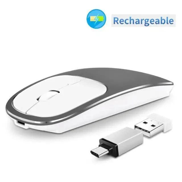 Stevvex Silent White Slim 2.4G wireless rechargeable USB mouse with USB receiver, 1600 DPI on Tampa Home & Garden Store