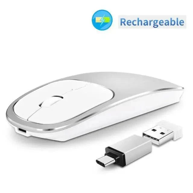 Silent white slim 2.4G wireless rechargeable mouse (1 mouse, 1 USB receiver) Stevvex, 1600 DPI on Tampa Home & Garden Store