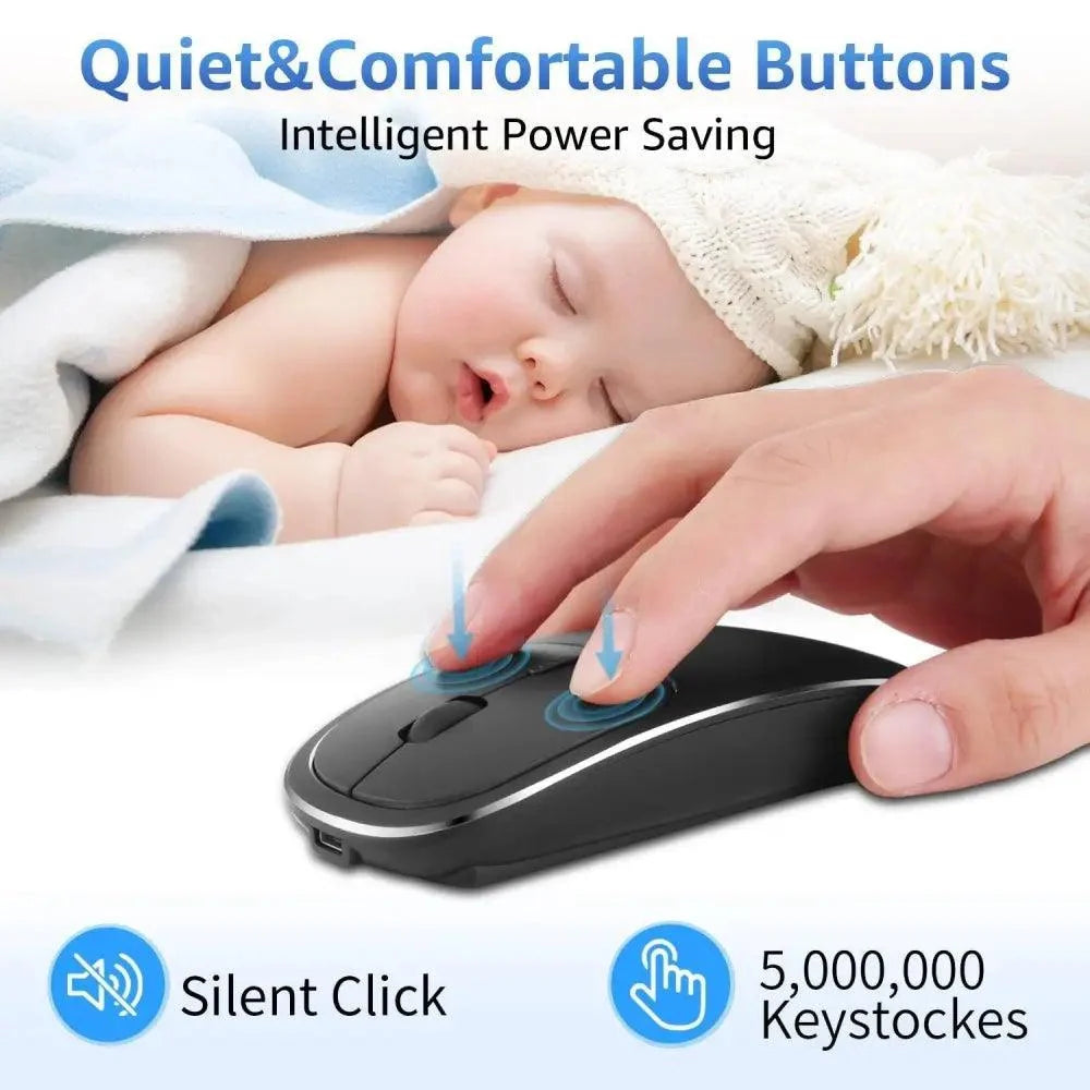 Stevvex wireless USB portable mouse, black slim design, 1600DPI, noiseless silent click on Tampa Home & Garden Store