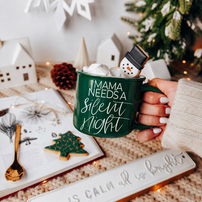 Mama Silent Night coffee mug green ceramic Gia Roma on Tampa Home & Garden Store