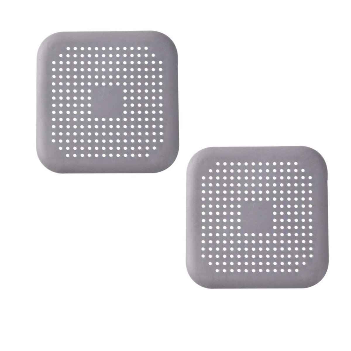 Silicone square sink drain hair catcher with suction gray 2-piece set on Tampa Home & Garden Store