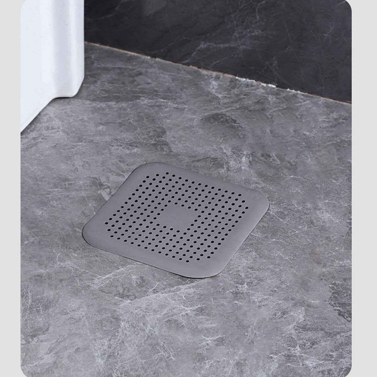 Silicone drain hair catcher square floor drain strainer grey with suction Shaketea on Tampa Home & Garden Store