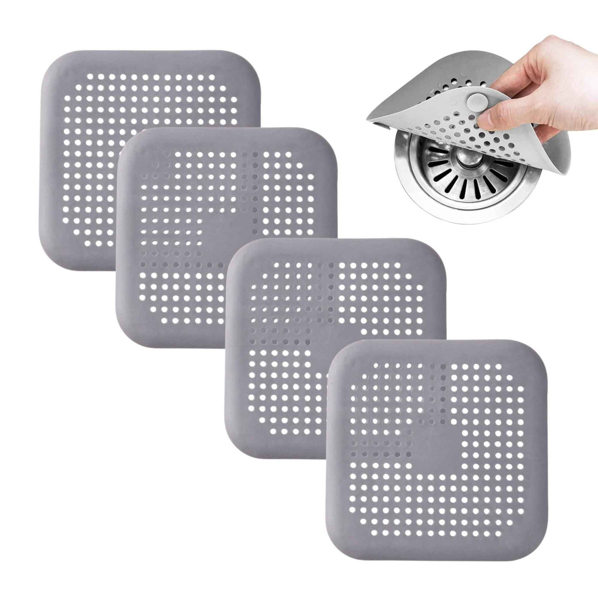 Shaketea silicone square drain hair catcher with suction, 5-pack gray on Tampa Home & Garden Store