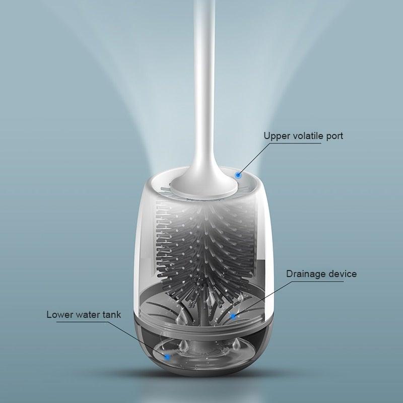 Silicone toilet brush with stainless steel holder and clear reservoir by Stevvex on Tampa Home & Garden Store