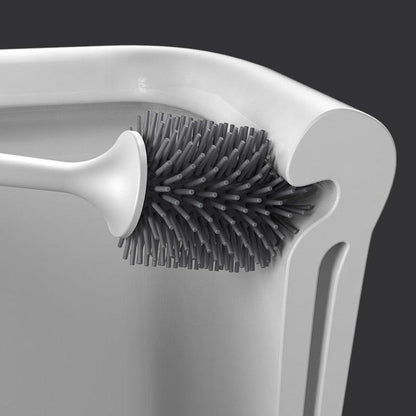 Stevvex silicone toilet brush with white handle and grey bristles in a white holder on Tampa Home & Garden Store