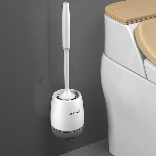 Silicone toilet brush with stainless steel holder by Stevvex in white on Tampa Home & Garden Store
