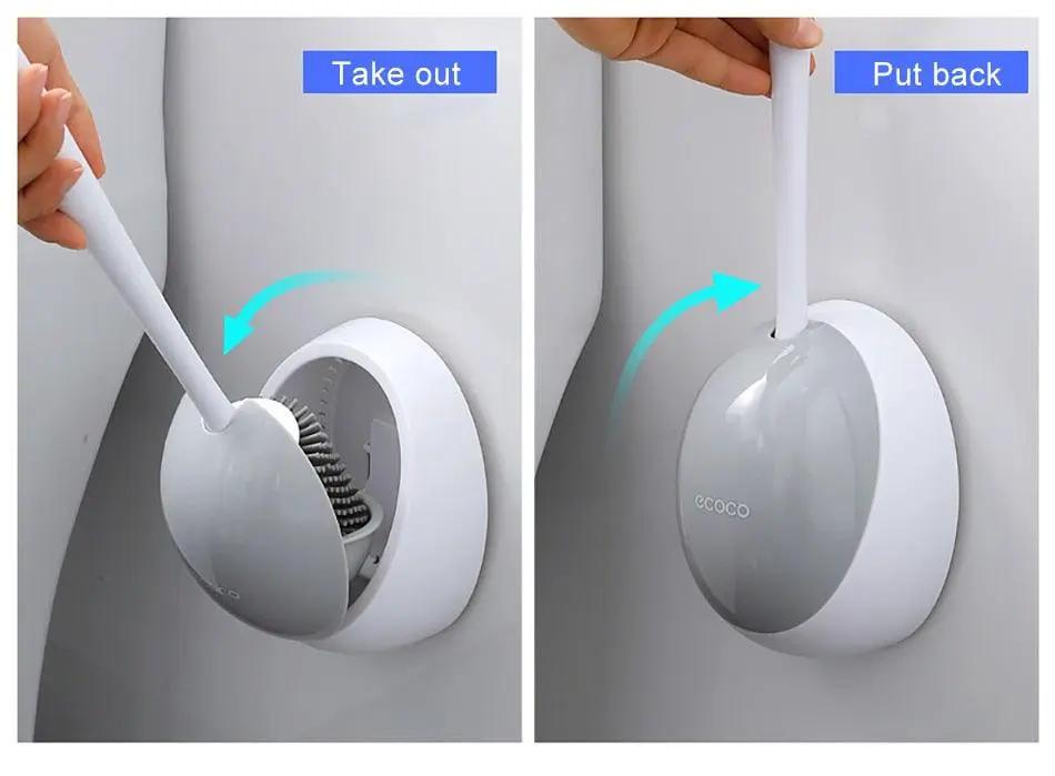 Silicone Toilet Brush With Wall Mounted Holder