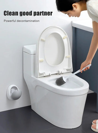Silicone Toilet Brush With Wall Mounted Holder