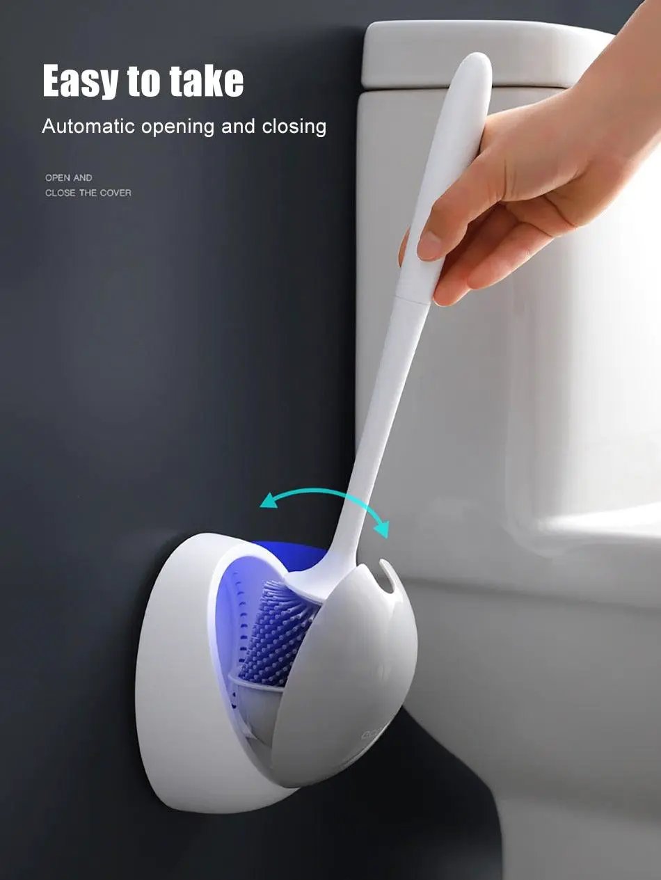 Silicone Toilet Brush With Wall Mounted Holder