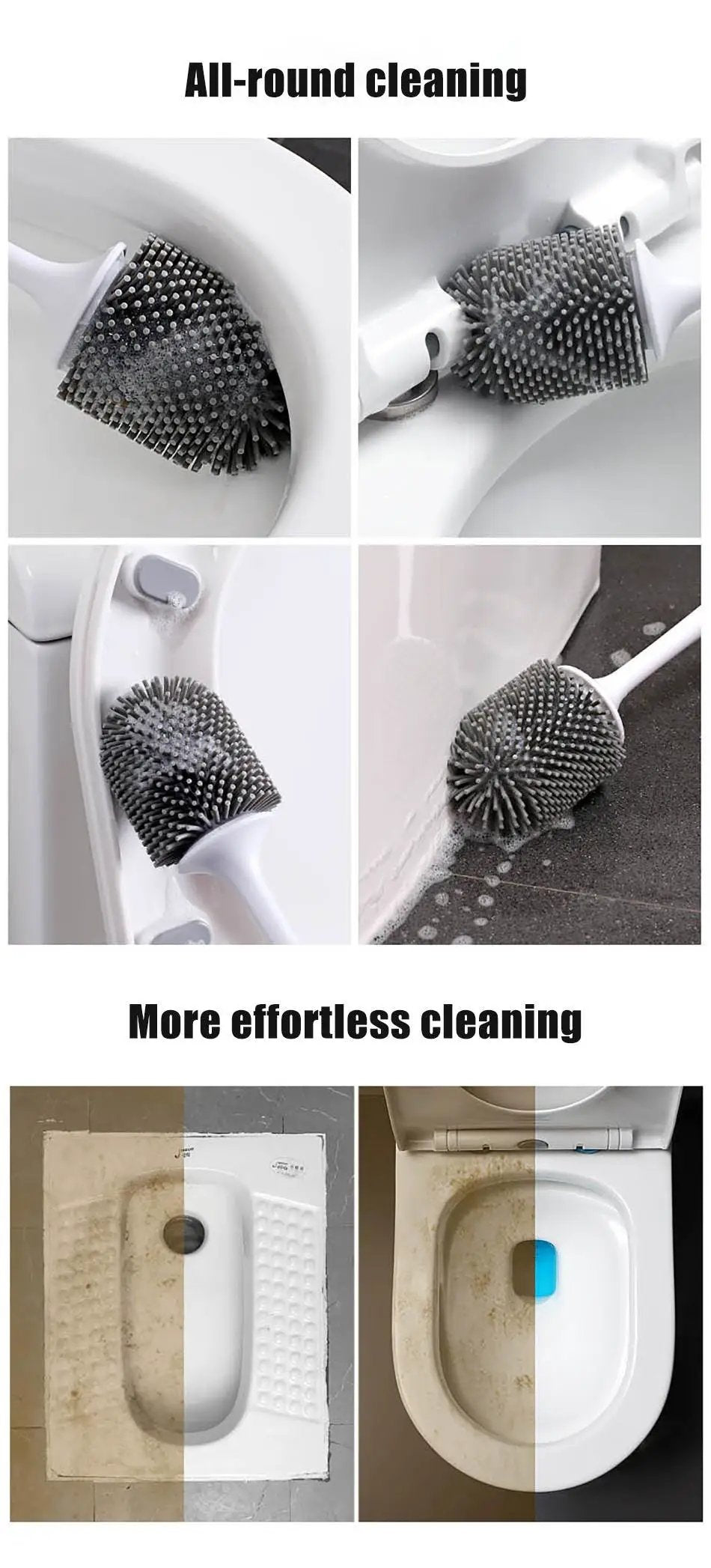 Silicone Toilet Brush With Wall Mounted Holder