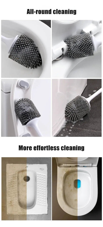 Silicone Toilet Brush With Wall Mounted Holder