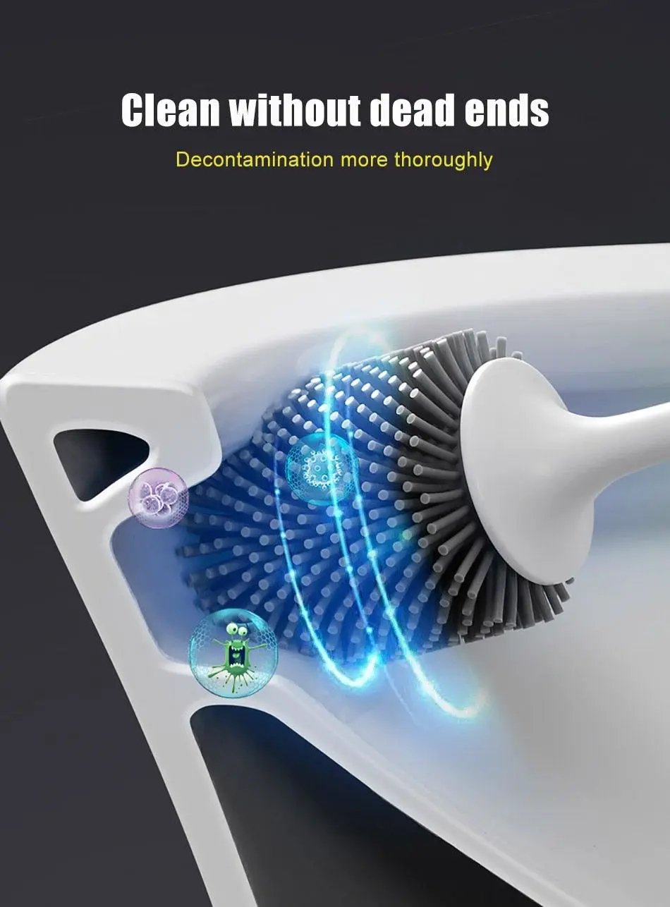 Silicone Toilet Brush With Wall Mounted Holder