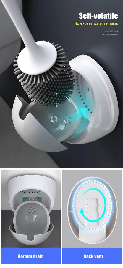 Silicone Toilet Brush With Wall Mounted Holder