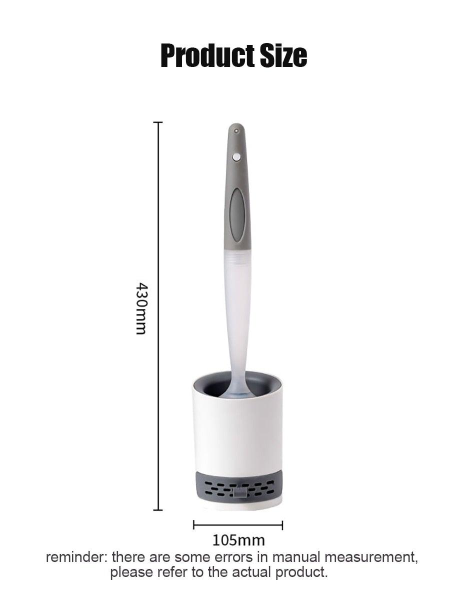 Stiff bristle toilet brush and holder set with gray handle and white-gray vented holder Stevvex on Tampa Home & Garden Store