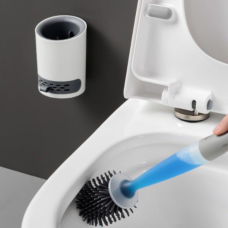 Stiff Toilet Brush and Holder 2-piece Set Stevvex with blue handle and black bristles on Tampa Home & Garden Store
