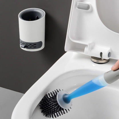 Stiff Toilet Brush and Holder 2-piece Set Stevvex with blue handle and black bristles on Tampa Home & Garden Store
