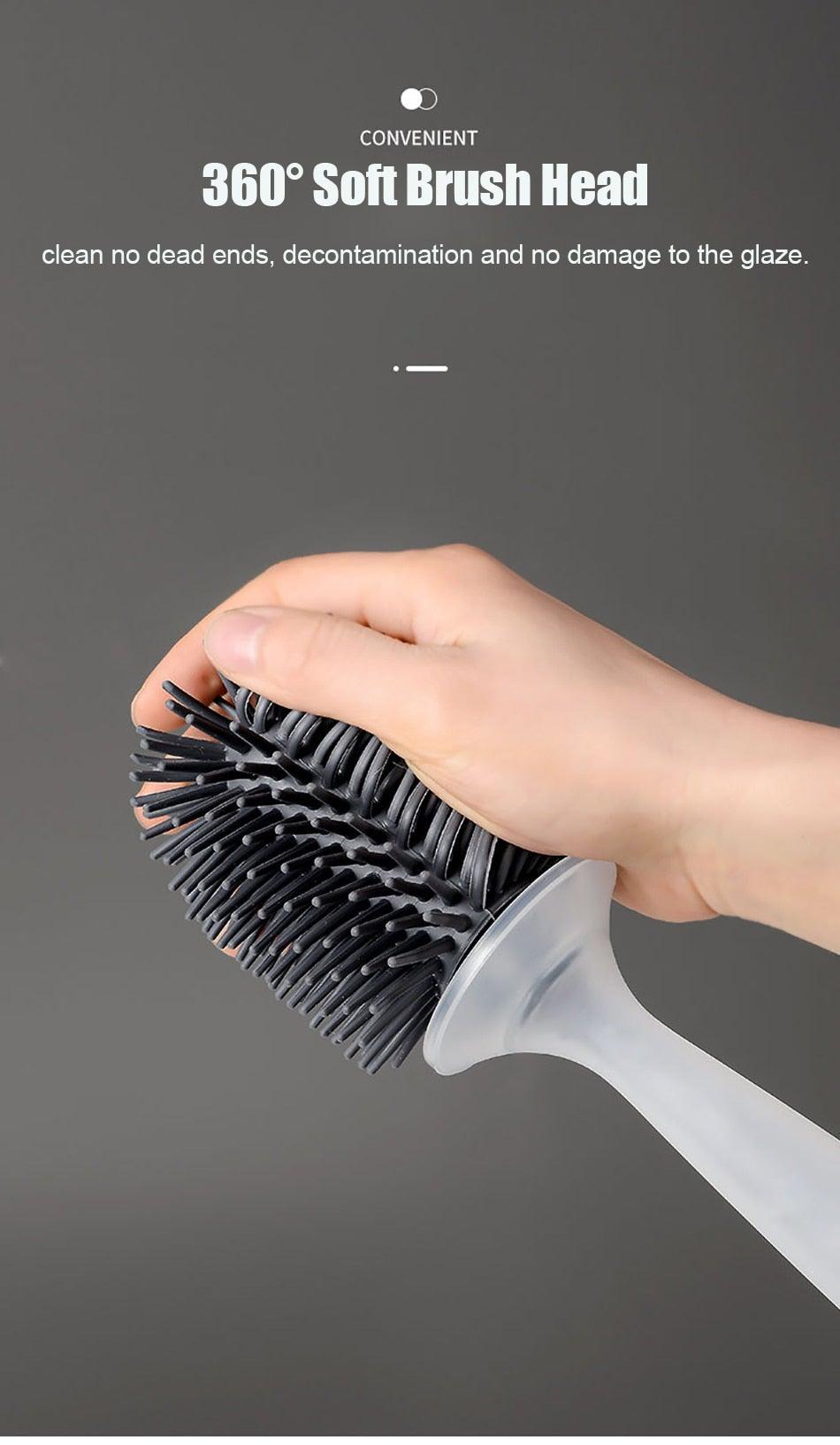 Stiff bristle toilet brush by Stevvex with black bristles and white ergonomic handle on Tampa Home & Garden Store