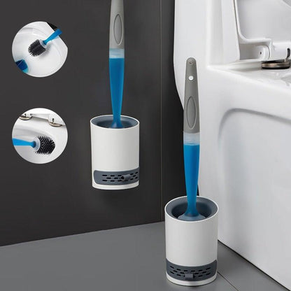 Stiff Bristle Toilet Brush and Holder Set by Stevvex, blue brush with white/gray holders, 2-piece on Tampa Home & Garden Store