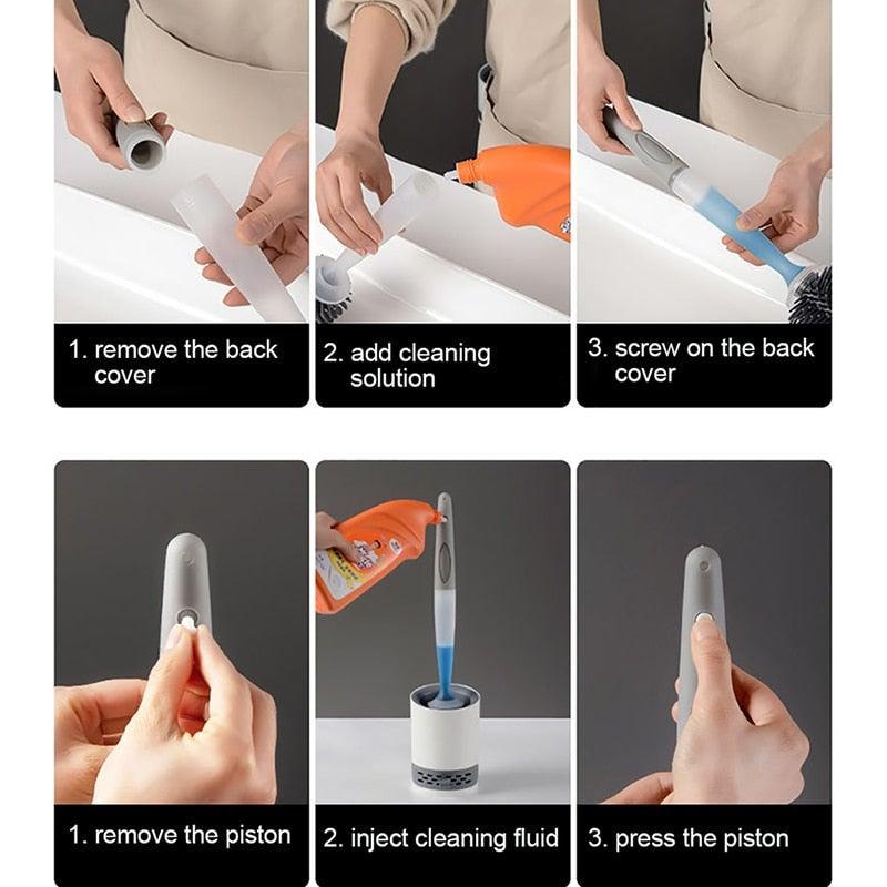 Stiff Bristle Toilet Brush and Holder Set by Stevvex with blue brush and white holder on Tampa Home & Garden Store