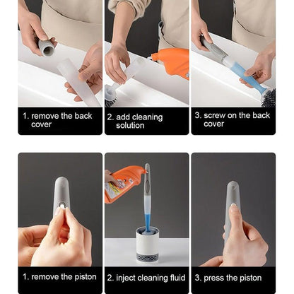 Stiff Bristle Toilet Brush and Holder Set by Stevvex with blue brush and white holder on Tampa Home & Garden Store