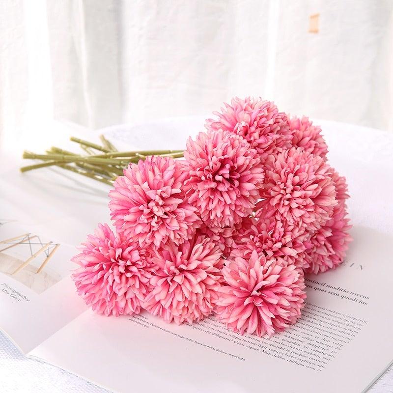 Silk flower bouquet featuring dense pink chrysanthemum blooms by Stevvex on Tampa Home & Garden Store