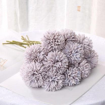 Stevvex silk flower bouquet ball blooms, lavender artificial pom-pom, 1 bunch on Tampa Home & Garden Store