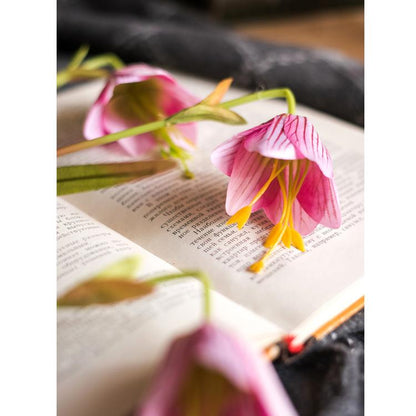 Faux silk fritillaries lily stem pink blooms, RusticReach, 26in tall on Tampa Home & Garden Store