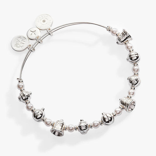 Bells Beaded Bangle bracelet by ALEX AND ANI with silver beads and pearl accents on Tampa Home & Garden Store
