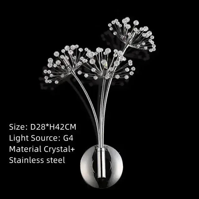 Silver Crystal Dandelion Floor Lamp for Bedroom