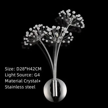 Silver Crystal Dandelion Floor Lamp for Bedroom